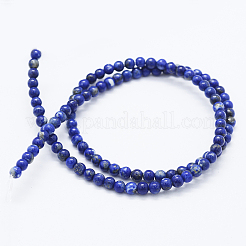 天然石ラピスラズリビーズ連売り  ラウンド  4mm  穴：0.5mm  約88~96個/連  15インチ（39cm）&nbsp;G-F561-4mm-G