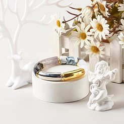 分厚いカーブチューブビーズストレッチブレスレット  ccbプラスチック＆アクリル天然石風用原石ブレスレット  ブラック  内径：2-1/8インチ（5.5cm）&nbsp;BJEW-JB06683-02