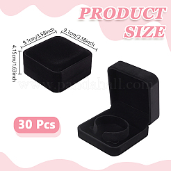 ベルベットブレスレットバングルの梱包箱  正方形  ブラック  9.1x9.1x4.15cm&nbsp;CON-WH0086-248A