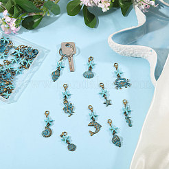 27Pcs 9 Styles Ocean Theme Alloy Pendant Decorations&nbsp;HJEW-CA00098