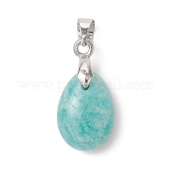 4Pcs 4 Styles Natural Labradorite & Amazonite & Rose Quartz & Amethyst Teardrop Charms&nbsp;PALLOY-JF03589