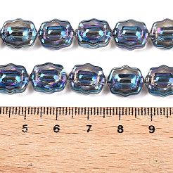 電気メッキガラスビーズセット  花  スチールブルー  12x10x6~6.5mm  穴：1mm  約55個/連  26.93''（68.4センチメートル）&nbsp;EGLA-T021-05H