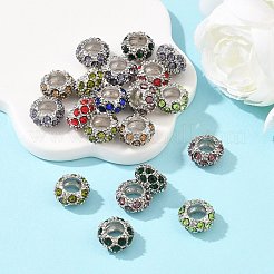 Platinum Plated Alloy Grade A Rhinestone European Beads&nbsp;CPDL-J022-11x6mm-P