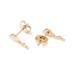 女性用オタマジャクシ型 304 ステンレススチール スタッドピアス  ゴールドカラー  11.5x3mm  ピン：0.7mm&nbsp;EJEW-Z017-08G