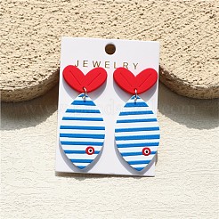 Summer Beach Striped Acrylic Stud Dangle Earrings&nbsp;FS-WG25FC5-01