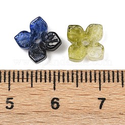 焼き付け塗料と金色の金属で覆われたガラスビーズ  花  ミックスカラー  10.5x8x3.5mm  穴：1.4mm&nbsp;X-DGLA-T004-15M