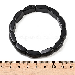 天然黒曜石ビーズストレッチブレスレット（女性・男性用）  竹  内径：2-3/8インチ（6.15cm）  ビーズ：10.5~11x16.5~17.5x6.5~7mm&nbsp;BJEW-C097-02A-19