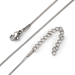 1mm 304 ステンレススチール ラウンドスネークチェーンネックレス  変色しない  ステンレス鋼色  16.93インチ（43cm）&nbsp;NJEW-T016-27P