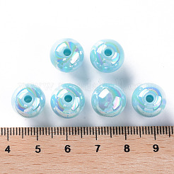 不透明なアクリルビーズ  ABカラーメッキ  ラウンド  空色  12x11mm  穴：2.5mm&nbsp;X-MACR-S370-D12mm-A07