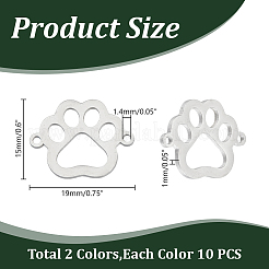 20Pcs 2 Colors 304 Stainless Steel Hollow Connector Charms&nbsp;STAS-HY0001-58