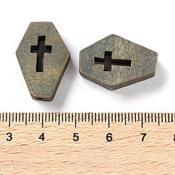 プリントウッドビーズ  ハロウィンテーマビーズ  グレー  墓石  24x16.5x6mm  穴：2mm&nbsp;WOOD-Z002-15D