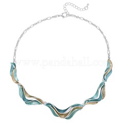 Alloy Enamel Wave Pendant Necklaces & Stud Earrings Sets for Women&nbsp;FS-WG9F57A-03