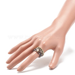 5Pcs 5 Style Natural Rainbow Moonstone & Dichroite & Synthetic Hematite Round Beaded Stretch Finger Rings Set&nbsp;RJEW-JR00527