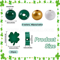 140Pcs 4 Styles Saint Patrick's Day Themed Printed Natural Wooden Beads Sets&nbsp;WOOD-SP0001-29