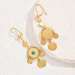 Fashionable Brass Coin Flat Round Hoop Earrings&nbsp;FC9615