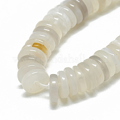 天然ホワイトアゲート瑪瑙ビーズ連売り  ヒシビーズ  フラットラウンド/ディスク  6x1.5~2mm  穴：1mm  約240個/連  15.7インチ&nbsp;G-T079-10
