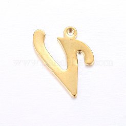 ステンレスペンダント201個  文字L  ゴールドカラー  文字.v  14x11x1mm  穴：1mm&nbsp;X-STAS-O098-03G-V
