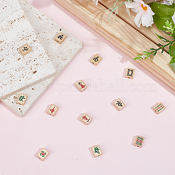 13Pcs 13 Styles Mahjong Alloy Enanel Beads&nbsp;FIND-DR0002-11