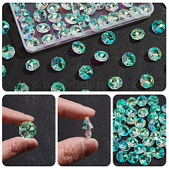 八角形縫い付けガラスラインストーン80個  クリアAB  18x18x10mm  穴：1.4mm&nbsp;GLAA-SP0001-82B-01