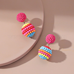 樹脂ワックスベリーラウンドボールダングルスタッドピアス  女性のための鉄のアクセサリー  カラフル  37.5mm  ピン：0.7mm&nbsp;EJEW-O073-01G