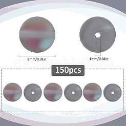ガラスビーズ  ホログラフィックビーズ  染め  艶消し  ラウンド  グレー  8mm  穴：1mm  150個。&nbsp;G-SP0001-03B-03