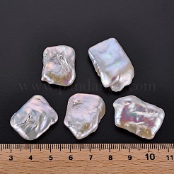 ナチュラルケシパールビーズ  養殖淡水パール  穴なし/ドリルなし  長方形  貝殻色  22~29x17~21x4~10mm&nbsp;PEAR-N020-K01