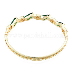 Cubic Zirconia Rectangle & Evil Eye Hinged Bangle&nbsp;BJEW-N012-047