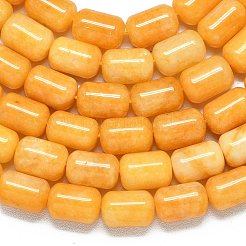 天然石マレーシアジェイドビーズ連売り  染め＆加熱  コラム  オレンジ  11.5~12x7.5~8.5mm  穴：1~1.2mm  約31~32個/連  15.16''（38.5センチメートル）&nbsp;G-B165-E03-8x12mm