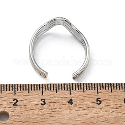 304ステンレススチール製トリプルウェーブカフオープンリング（女性用）  イオンプレーティング（ip）  ゴールデン·ステンレス鋼色  11mm  usサイズ9 3/4(19.5mm)&nbsp;RJEW-A095-02PG