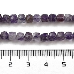 天然石アメジストビーズ連売り  多面カット  キューブ  4x4x4mm  穴：0.9mm  約86個/連  15.31''（38.9センチメートル）&nbsp;G-G140-C04-03