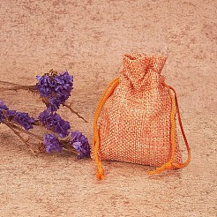 黄麻布ラッピングポーチ巾着袋  ミックスカラー  9x7cm  10個/セ&nbsp;ABAG-PH0002-05-9x7cm