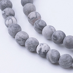 Natural Map Stone/Picasso Stone/Picasso Jasper Bead Strands&nbsp;G-G735-27F-6mm