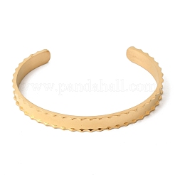 Scalloped 304 Stainless Steel Cuff Bangles for Women&nbsp;BJEW-D408-11G