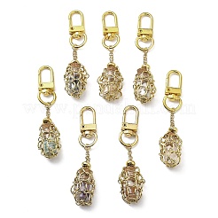 Chakra Natural Gemstone Chips inside Glass Wishing Bottle Pendant Decoration&nbsp;HJEW-JM03138-01