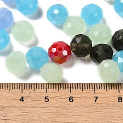 ガラスビーズ  多面カット  ロンデル  ライトスチールブルー  10x8mm  穴：1mm  約67個/60g&nbsp;EGLA-A034-SM10mm-49
