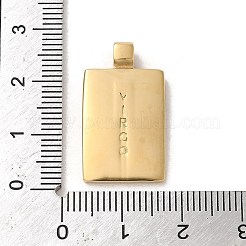 304ステンレスペンダント  星座のある長方形  14KGP本金メッキ  乙女座  25x14x2mm  穴：2mm&nbsp;X-STAS-L022-306G-09
