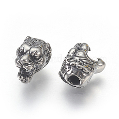 316サージカルステンレスビーズ  虎  アンティークシルバー  11x8x9.5mm  穴：2.5mm&nbsp;STAS-F195-082AS
