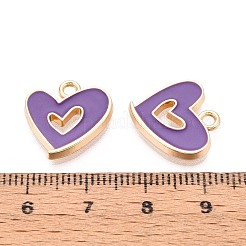 合金エナメルチャーム  ハートチャーム  ゴールドカラー  暗い蘭  16x15x2mm  穴：1.8~2mm&nbsp;PALLOY-T092-27G-06