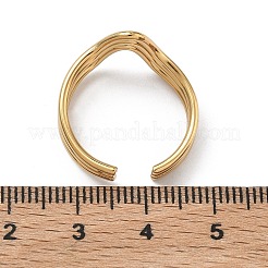 304 Stainless Steel Triple Wave Cuff Open Rings for Women&nbsp;RJEW-A095-02G