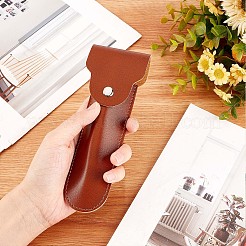 Pu レザー収納袋  旅行かみそりシース  合金のスナップボタン付き  サドルブラウン  165x58x20mm  内径：120x35mm&nbsp;AJEW-WH0020-37A