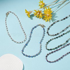 天然宝石と合成ヘマタイトナゲットのビーズネックレス、304ステンレススチール留め金付き、女性用  17.13インチ（43.5cm）&nbsp;NJEW-JN04115