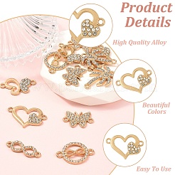 18Pcs 6 Styles Alloy Crystal Rhinestone Links Connector Charms&nbsp;ALRI-YW0001-40