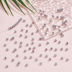 304ステンレススチール製丸型ビーズ800個  ステンレス鋼色  4mm  穴：1mm&nbsp;STAS-ME0002-48