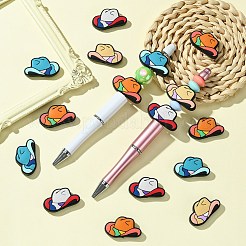 20個 4色 カウボーイハット 食品グレード 環境に優しいシリコンフォーカルビーズ  ミックスカラー  17x30x7.5mm  穴：2mm  5個/カラー&nbsp;SIL-CJ0002-10