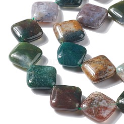 天然石インディアン瑪瑙ビーズ連売り  菱形  18~19x18~19x6mm  穴：1mm  約22個/連  15.74インチ&nbsp;G-L254-05