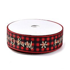 20 Yards Merry Christmas Printed Polyester Grosgrain Ribbons&nbsp;OCOR-K005-02B