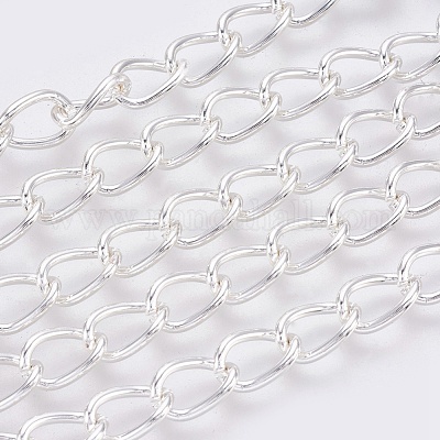 アイアン製ツイストチェーン  溶接されていない  スプールで  オーバル  銀  11x8x1.4mm  約164.04フィート（50m）/ロール&nbsp;CH-1.4DK-S-1