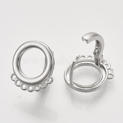 フープピアスパーツ  垂直ループ付き  リング  ニッケルフリー  プラチナメッキ  15.5x14x13.5mm  穴：1mm  ピン：1mm&nbsp;KK-T048-007P-NF-1