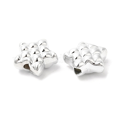 メッキccbプラスチックビーズ  スター  プラチナ  18.5x20.2x9.3mm  穴：3mm&nbsp;PACR-C004-10P-1