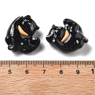 樹脂カボション  猫  ブラック  23.5x21.5x8.5mm&nbsp;CRES-D277-01D-1